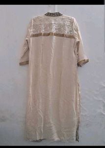Elegant Cream &amp; Gold Pakistani Suit