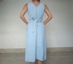 Light Blue Denim Midi Dress