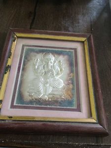 Framed Ganesha Silver Embossed Art