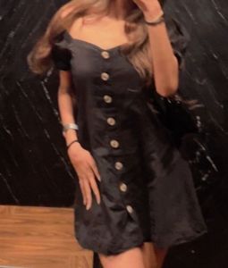 Chic Black Button-Down Mini Dress