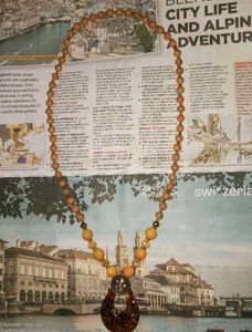 Y2K necklace Japan Vintage Brown Stone Round Penda