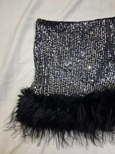 Gorgeous Sequins Furr Mini Skirt✨️🖤