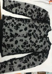 Black Floral Sheer Top