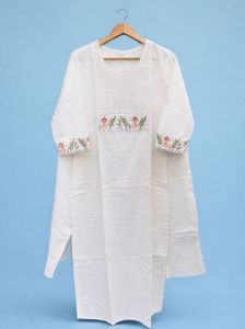 White Kurta with Floral Embroidery