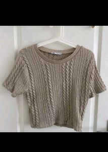 Zara Cable Knit Short Sleeve Top