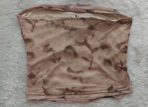 Y2K Abstract Print Mesh Scarf Tube Top