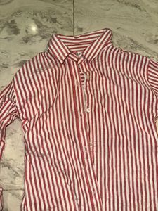 Red &amp; White Striped Button-Up Shirt