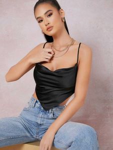 Satin Cowl Neck Halter Top