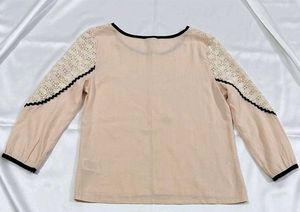 Women's Beige Crochet Sleeve Top