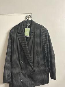 Classic Pinstripe Double-Breasted Blazer