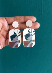White Long earrings