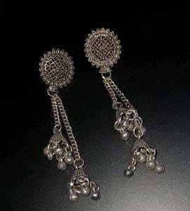 Oxidized Silver Jhumka Earrings