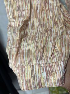 Orange Printed Kurta with Embroidery