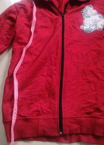 Red Zip-Up Jacket with Sequin Embellishment