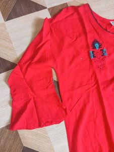 Elegant Red Embroidered Kurta