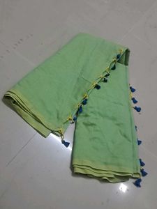 Light Green Tassel cotton saree