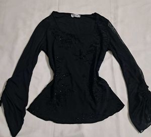 Y2k Vintage Gothic Sparkly Dark Romance Black Top