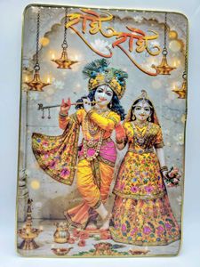 Crystal bubble frame Radha Krishna size 12x18 inch