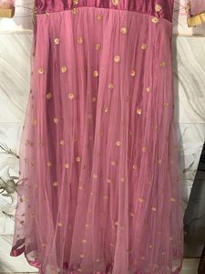 Pink &amp; Gold Embellished Anarkali