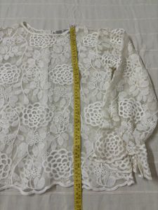 Korean Net Embroidered Top