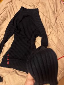 Chic Black Ribbed Mock Neck Top