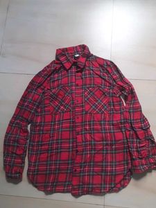 Red Plaid Button-Up Shirt