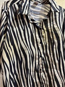 Zebra Print Button-Down Shirt