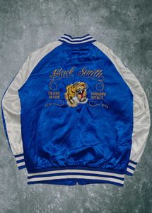 Blacksmith" Tiger-Embroidered Satin Bomber Jacket