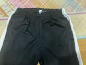 Black &amp; White Striped Track Pants