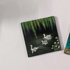 Miniature Swan Canvas Painting