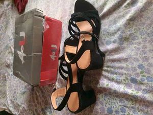 Black Wedge Heel Sandals