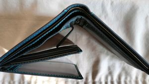 Unused Blue Pure Leather Men's Wallet