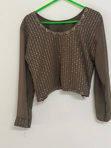 Elegant Brown Sequined Kurta Set