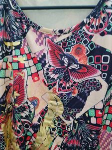 Vibrant Butterfly Print Tie-Front Top