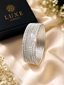 Sparkling Silver Bangles Set