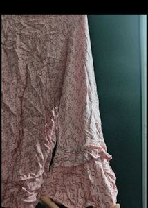 White Printed Short Sleeve and Pink Tunic Top
