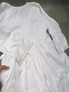 Women’s White Embroidered A-Line Kurti