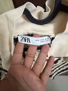 ZARA Striped Knit Polo Shirt