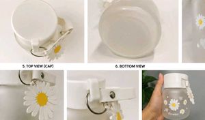 🌼 Cute Daisy Frosted Water Bottle with Charm | Ae