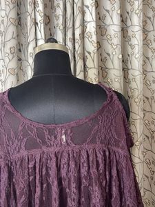 Burgundy Lace Cold Shoulder Top