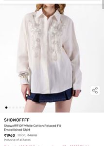 Embellished White Linen Shirt with inner new wdtag