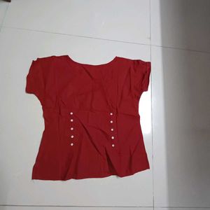 Maroon Pure Cotton Top with Button Detail