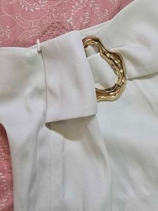 Savana Stylish Cream Skirt with Gold Buckle