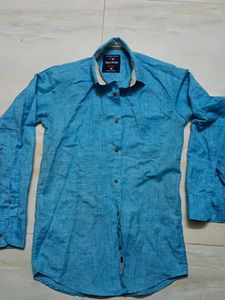 Men's Blue Linen Shirt