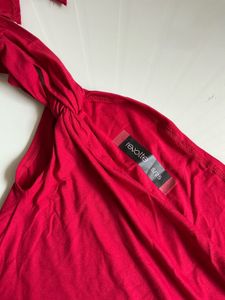 Off-Shoulder Red Top with Tie Detail