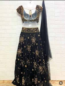 Elegant Black &amp; Gold Lehenga Choli