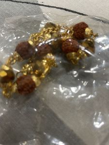 Elegant Rudraksha &amp; Gold Tone Bracelet