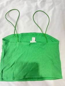 Bright Green Ribbed Crop Top