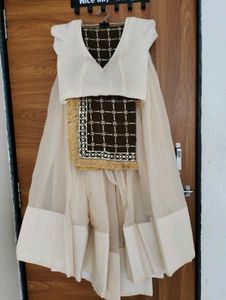 Elegant Cream &amp; Black Lehenga Set