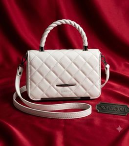 stylish corean White Quilted Handbag